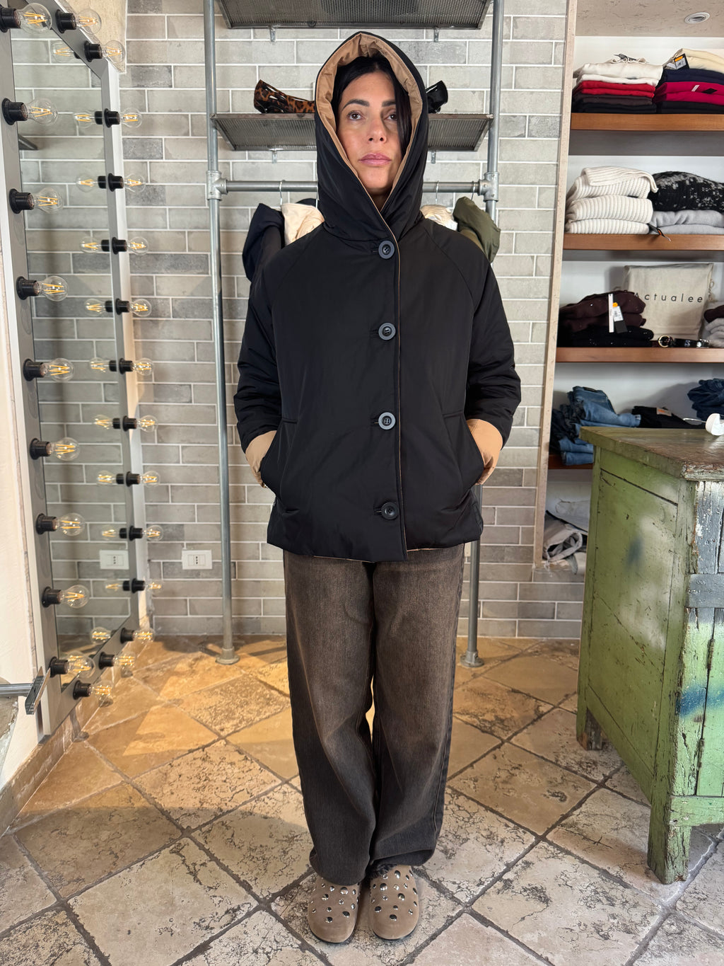 REVERSIBILE NERO CAMMELLO CORTO